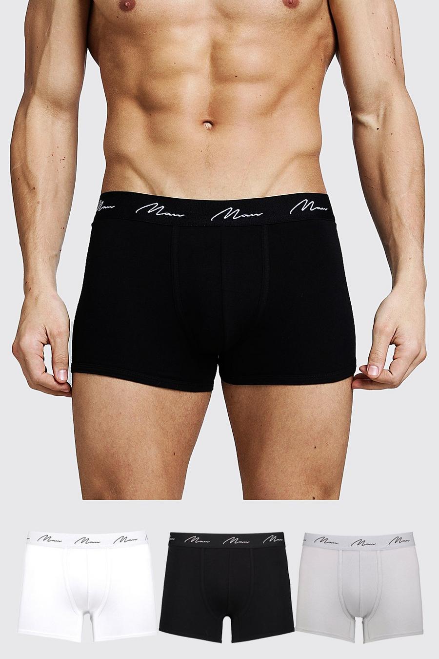 Multi 3 Pack MAN Signature Mixed Colour Trunks image number 1