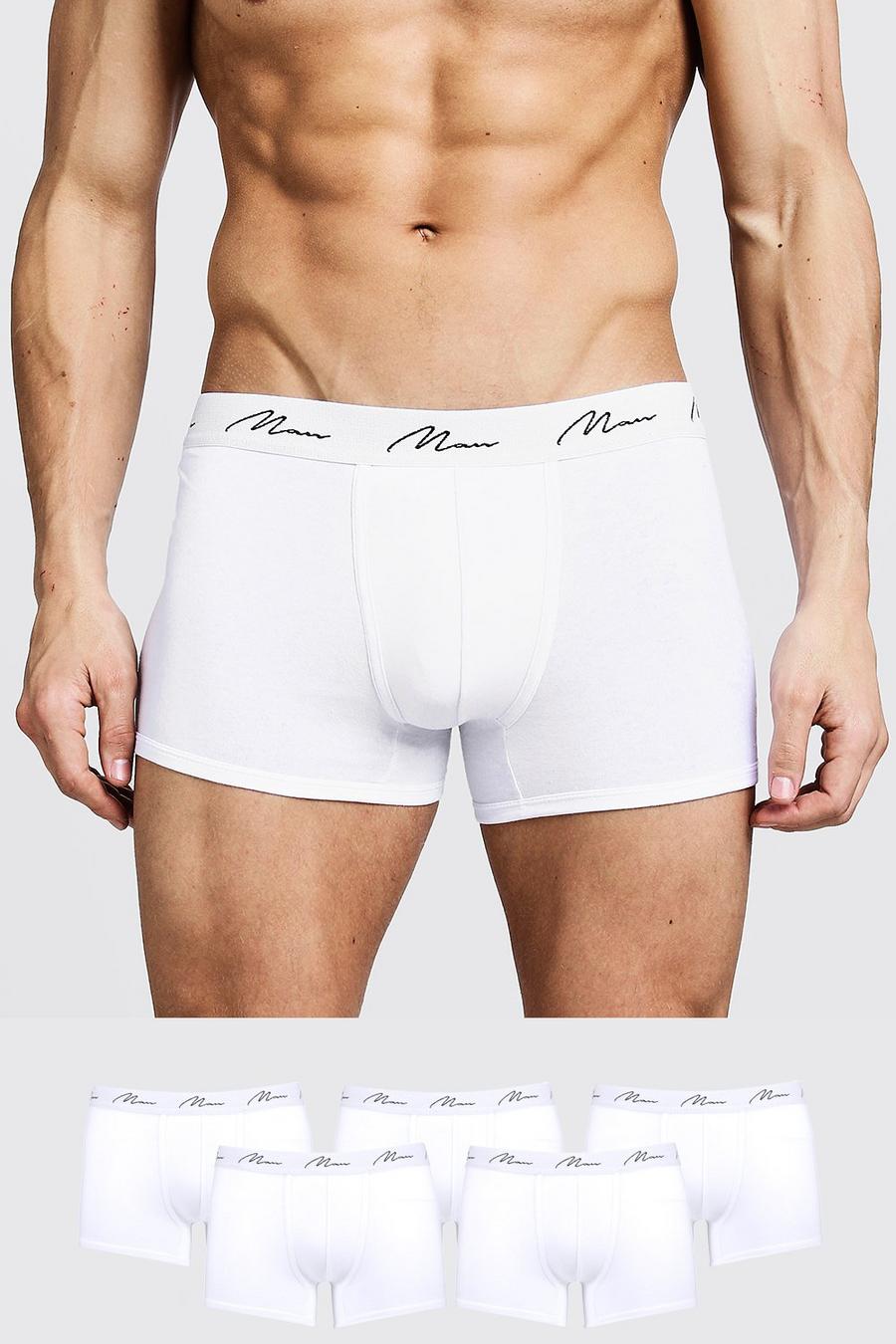 Pack de 5 calzoncillos con firma MAN, Blanco bianco image number 1