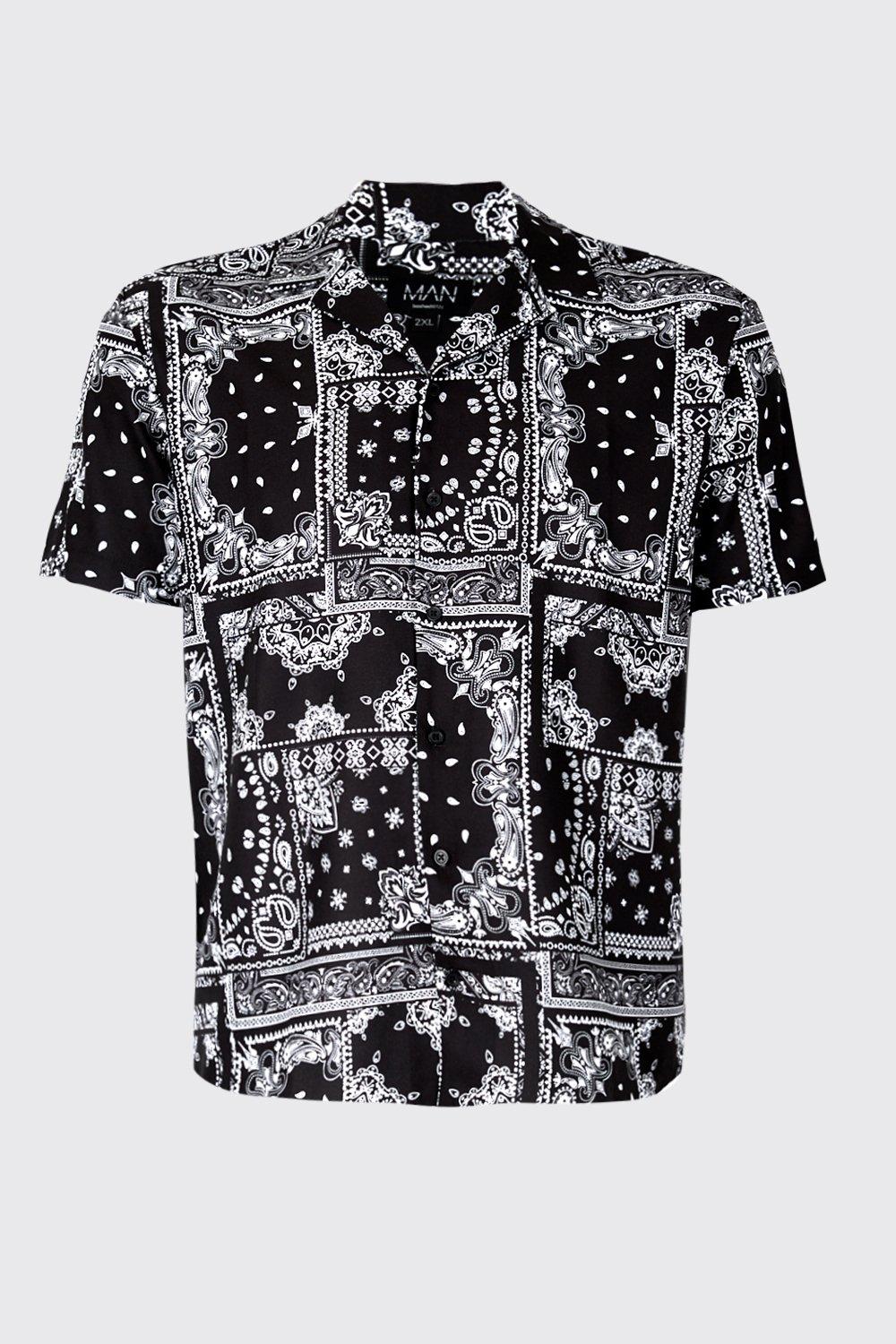 Cubavera Men's Big & Tall Bandana Print Camp Shirt