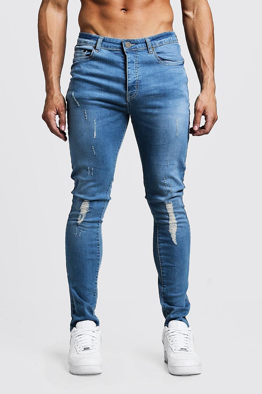 Jeans super skinny in stile motociclista effetto consumato image number 1