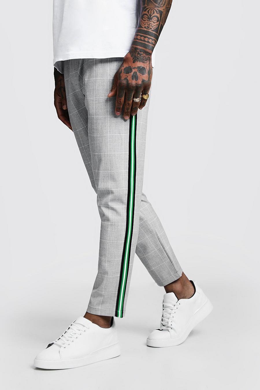 Windowpane Check Tape Cropped Smart Jogger image number 1