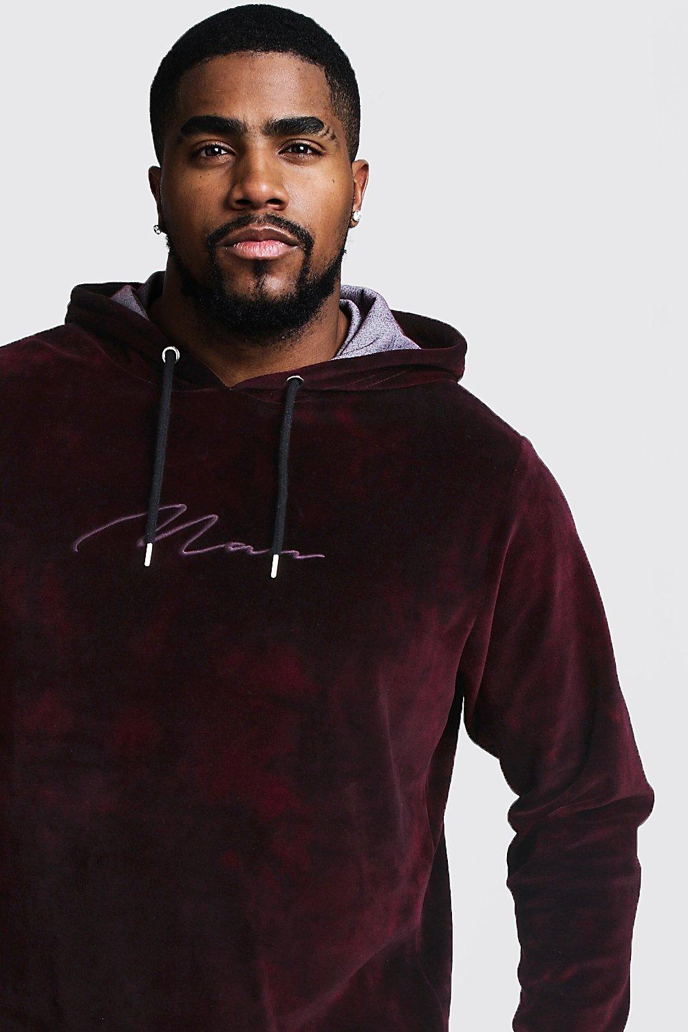 Big Tall MAN Tie Dye Velour Hoodie boohoo