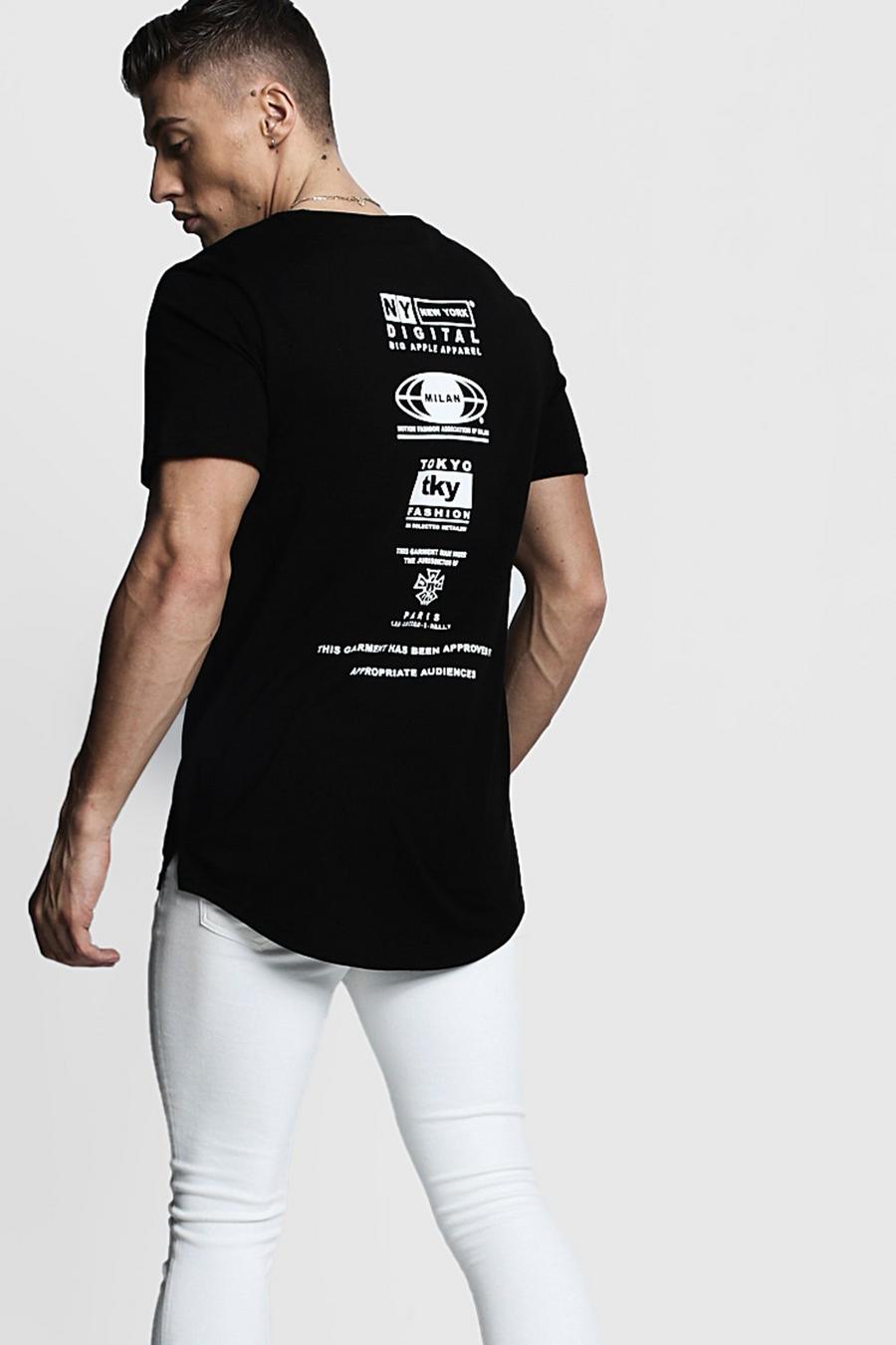 Longline Streetwear Front and Back Print T-Shirt image number 1