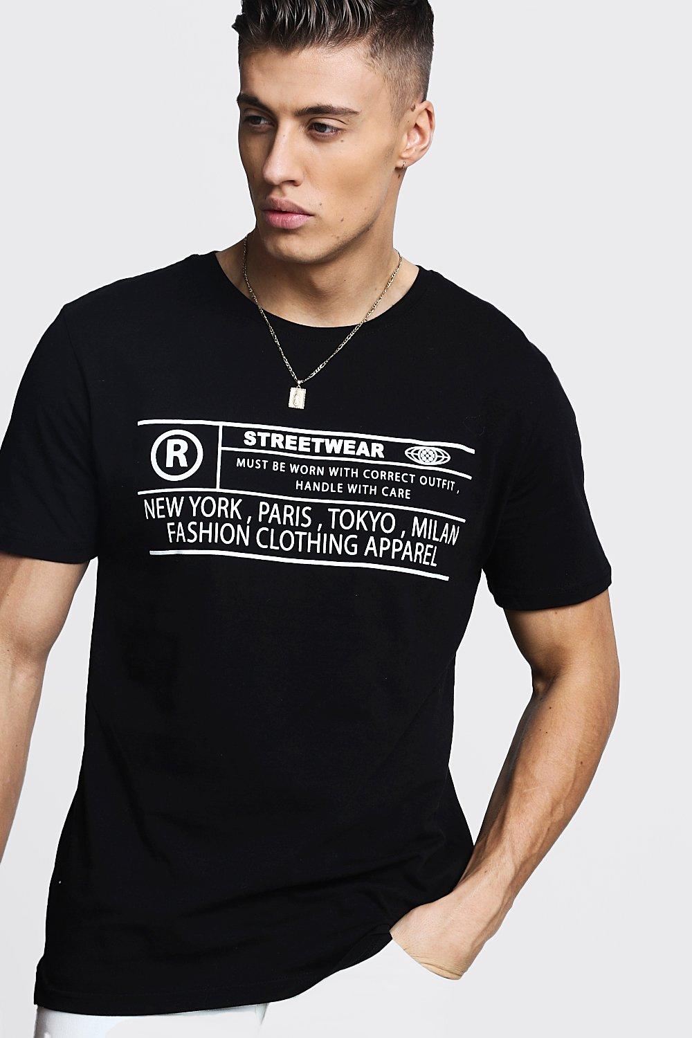 T shirt long streetwear imprime devant et derriere