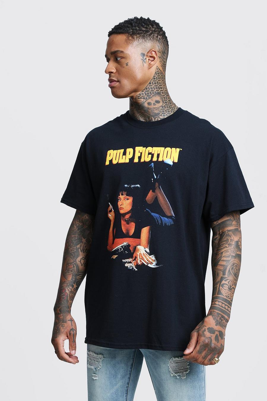 Black Pulp Fiction Mia Licensed Oversized T-Shirt image number 1