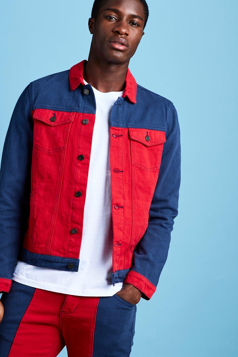 red denim jacket boohoo