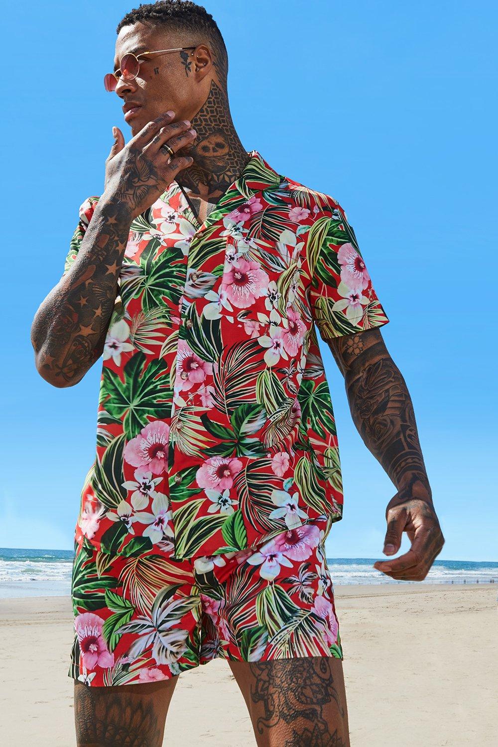 Hawaiian Print Shirt & Swim Short Set