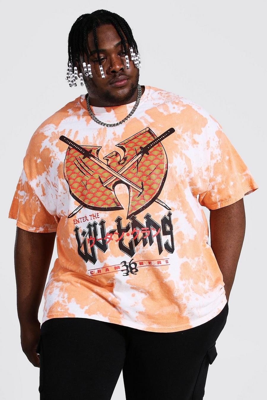 Orange Plus Size Gelicenseerd Tie Dye Wu-Tang T-Shirt image number 1