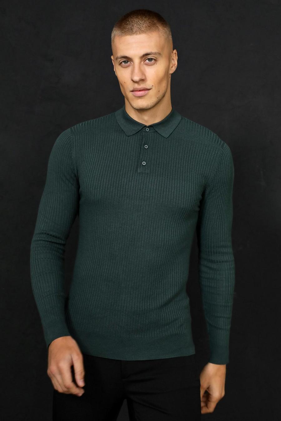 Forest Muscle Long Sleeve Ribbed Polo image number 1