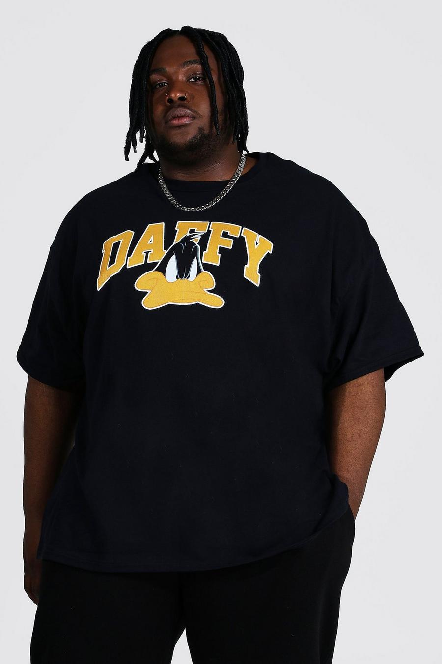 Black Plus size - Daffy T-shirt med tryck i varsitystil image number 1