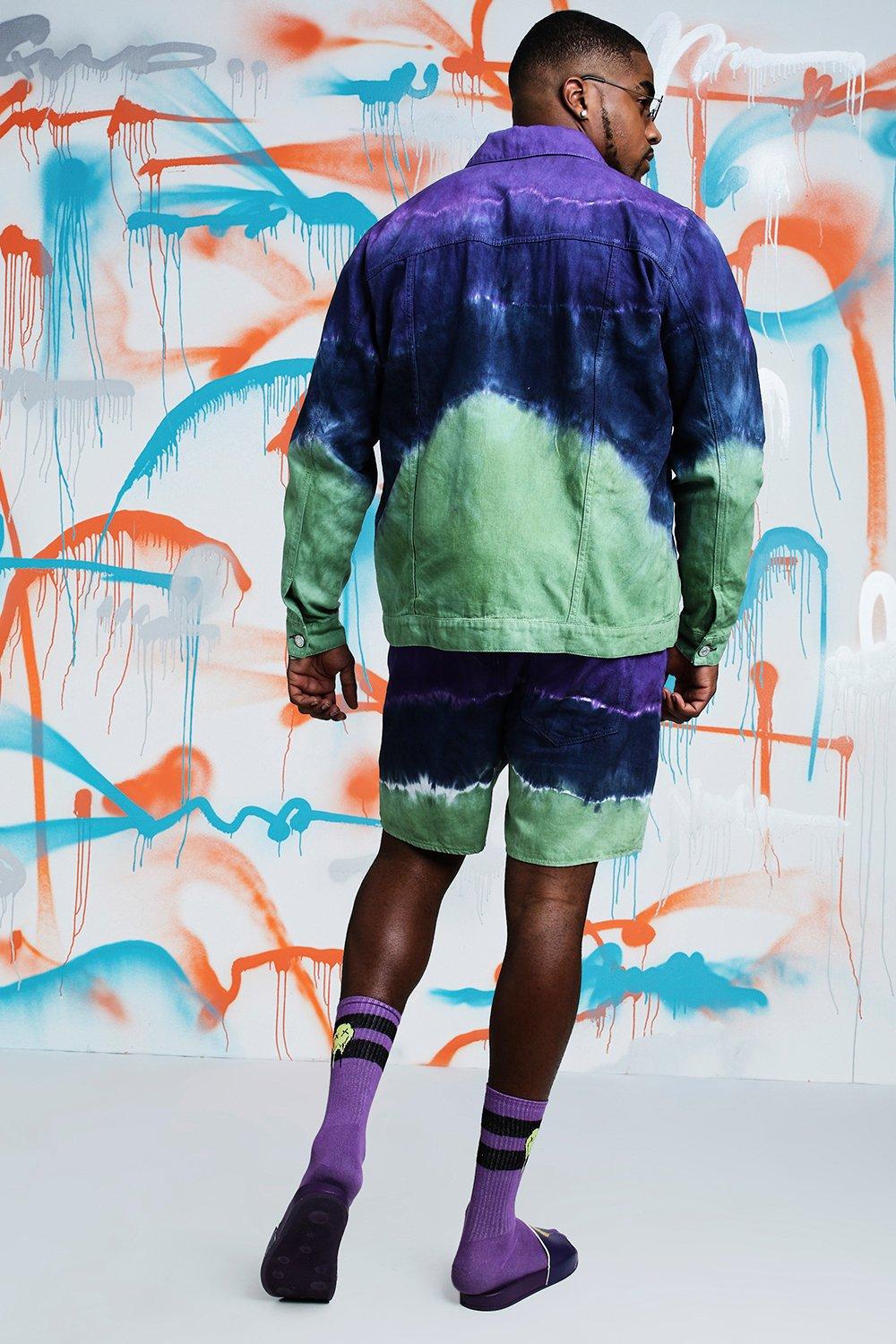 Plus Size Quavo Tie Dye Denim Jacket