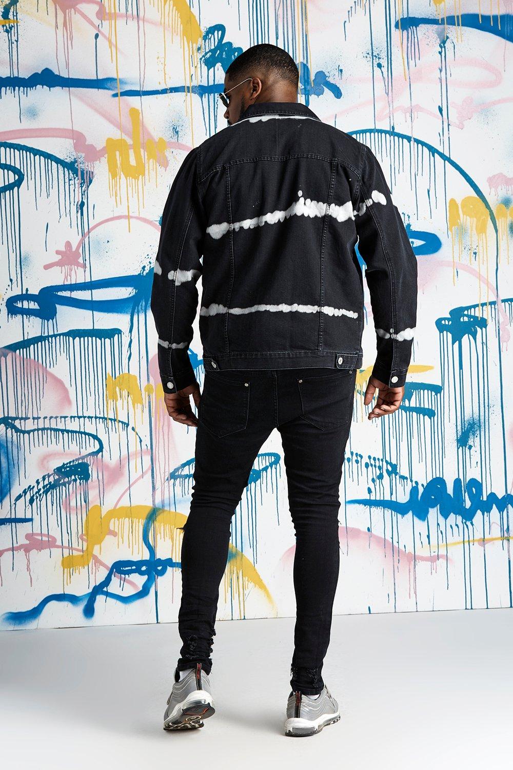 Plus Size Quavo Black Tie Dye Denim Jacket | boohoo Plus Size Quavo Black Tie Dye Denim Jacket | boohoo