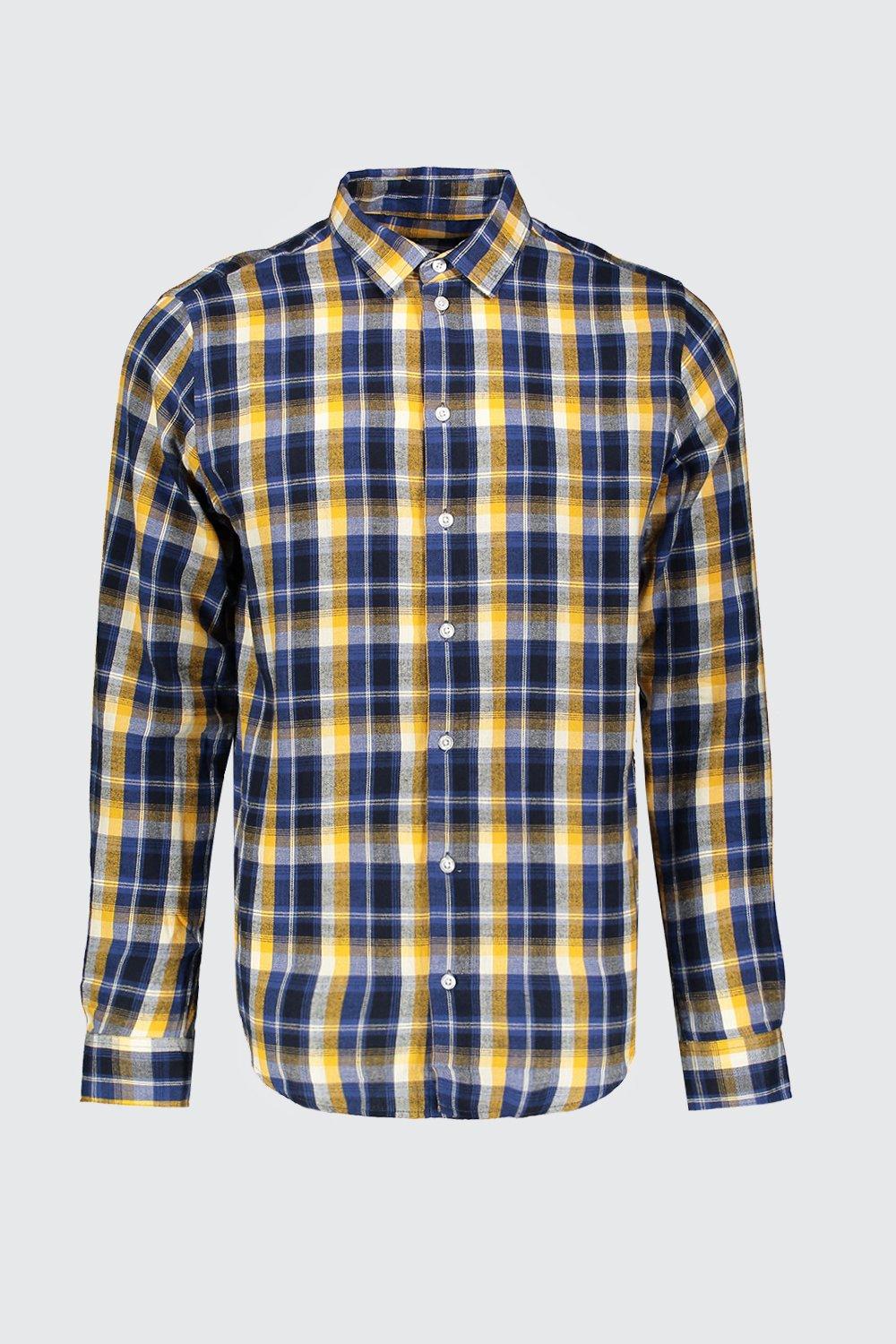 Blue and yellow cheap long sleeve shirt