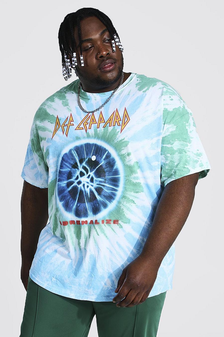 Blue Plus Size Tie Dye Def Leppard License T-shirt image number 1