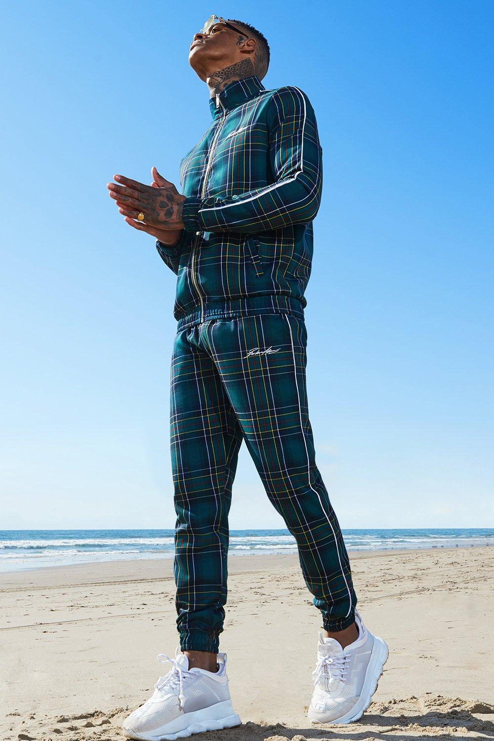 checkered tracksuit mens