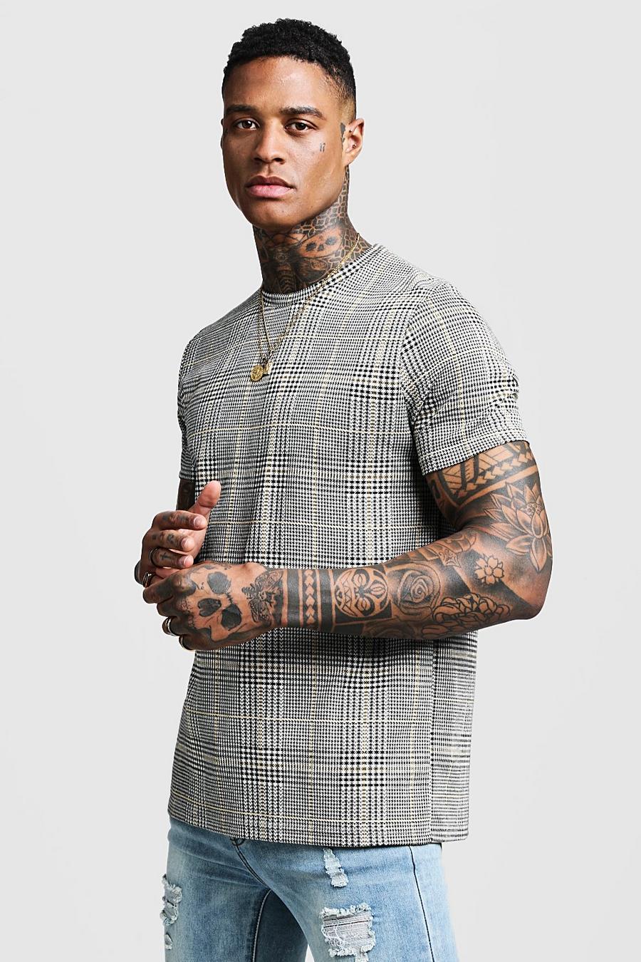 Houndstooth Jacquard Flannel T-Shirt | boohoo USA Houndstooth Jacquard Flannel T-Shirt | boohoo USA