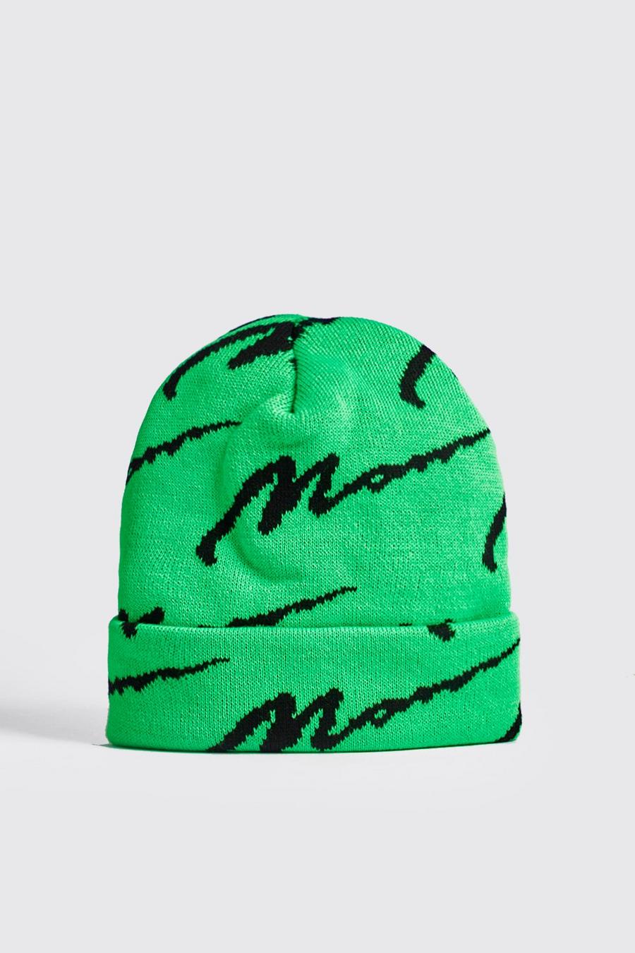 Neon-green Neon MAN All Over Knit Beanie image number 1