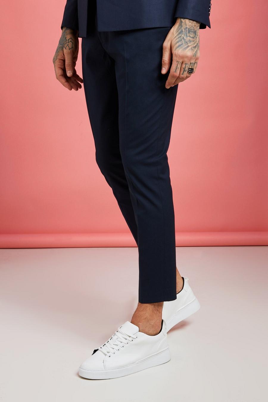 Plain Skinny Fit Cropped Suit Pants image number 1