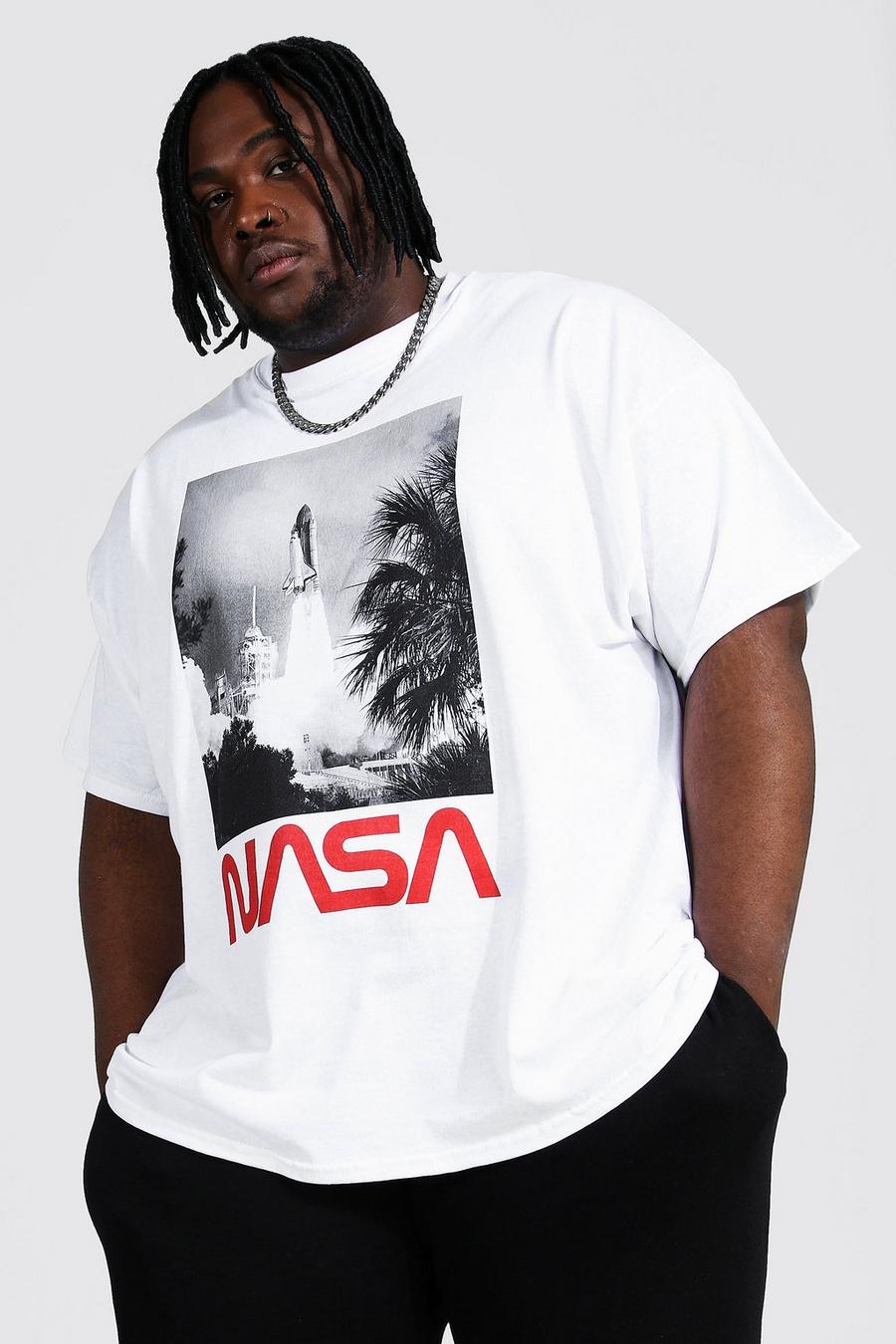 Plus Size T-Shirt mit lizenziertem Nasa Launch-Print, Weiß image number 1