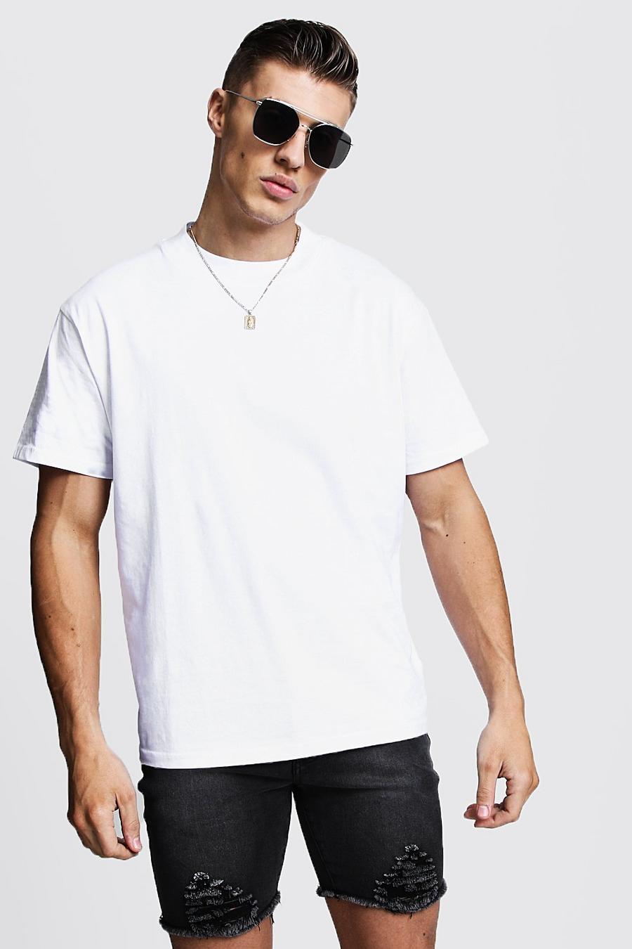 White Loose Fit T-Shirt With Extended Neck image number 1