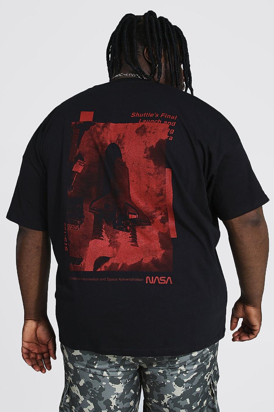 Black Plus Size Gelicenseerd Nasa Launch T-Shirt Met Laagjes image number 1