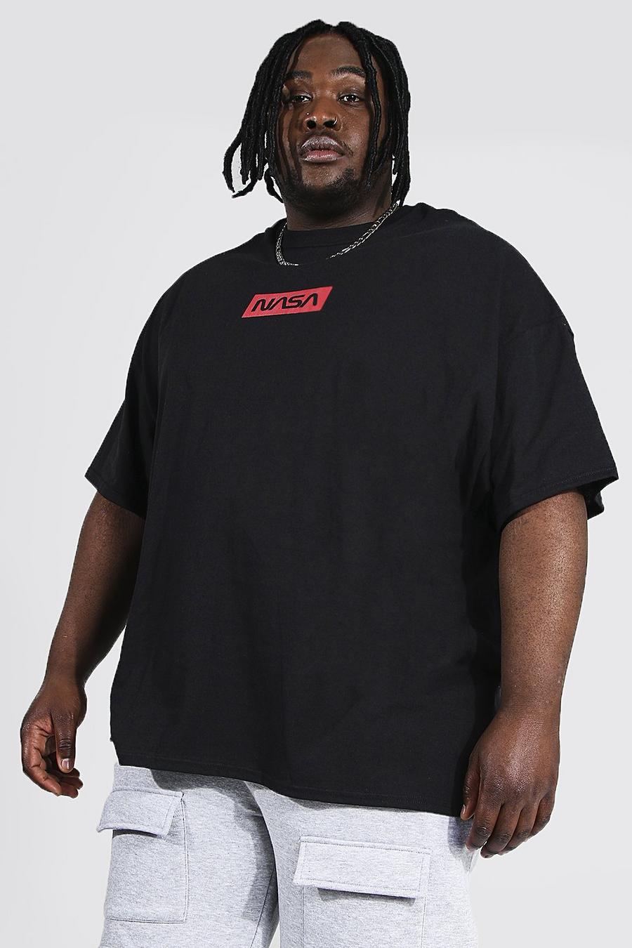 Plus Size T-Shirt mit lizenziertem kleinem Nasa-Logo, Schwarz image number 1