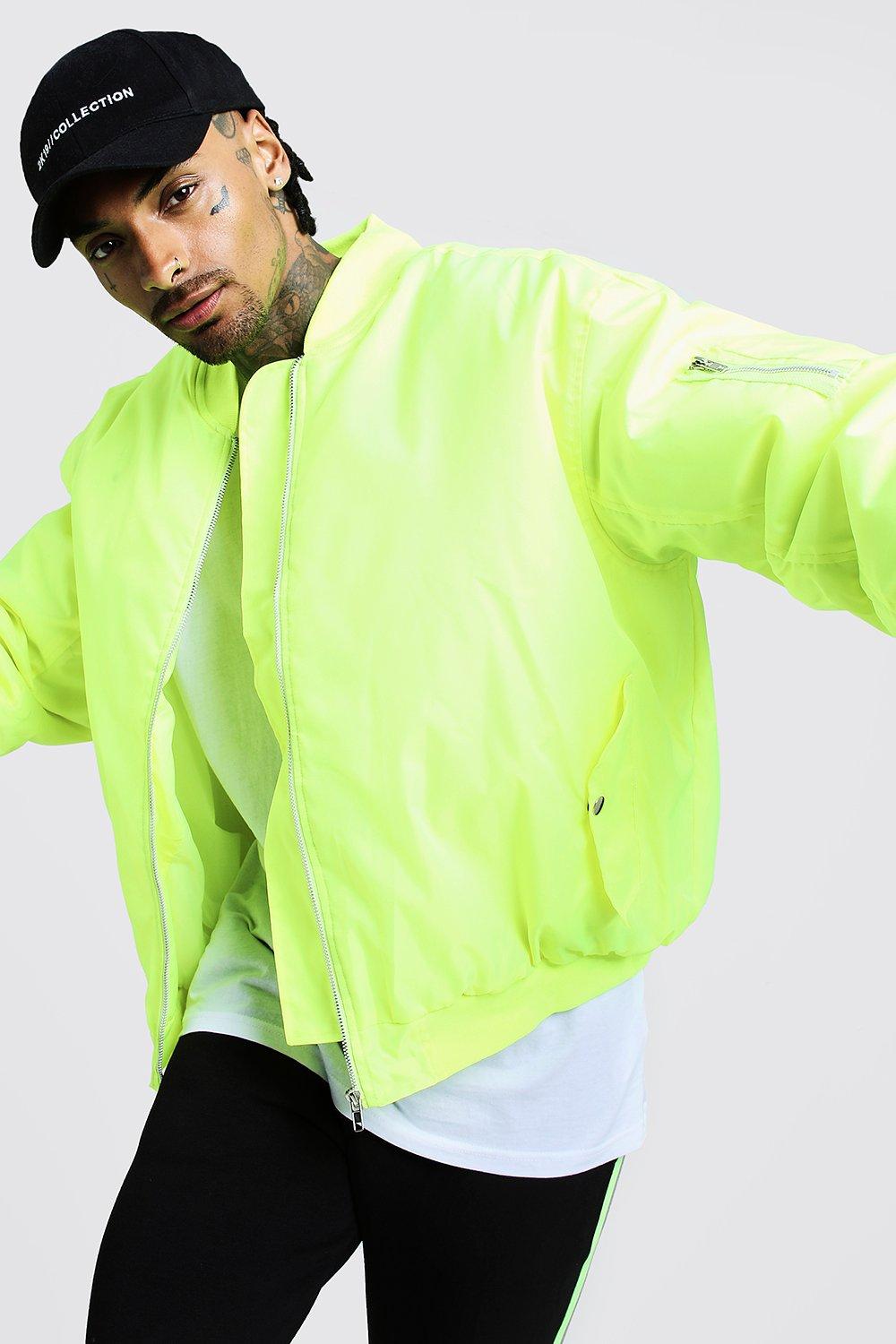 neon yellow bomber jacket