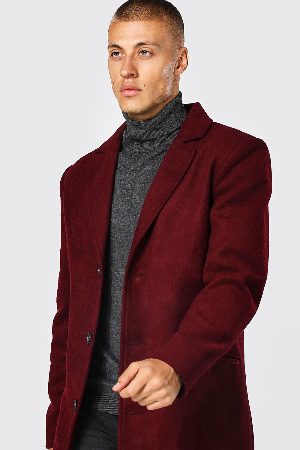 Maroon on sale overcoat mens