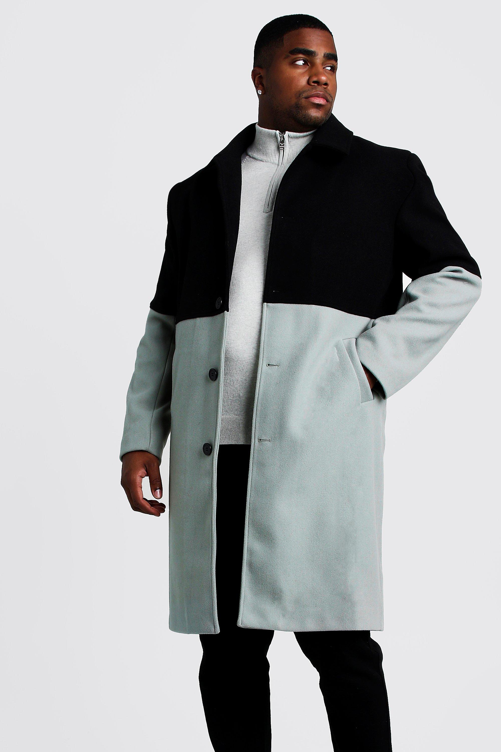 Color block sale wool coat