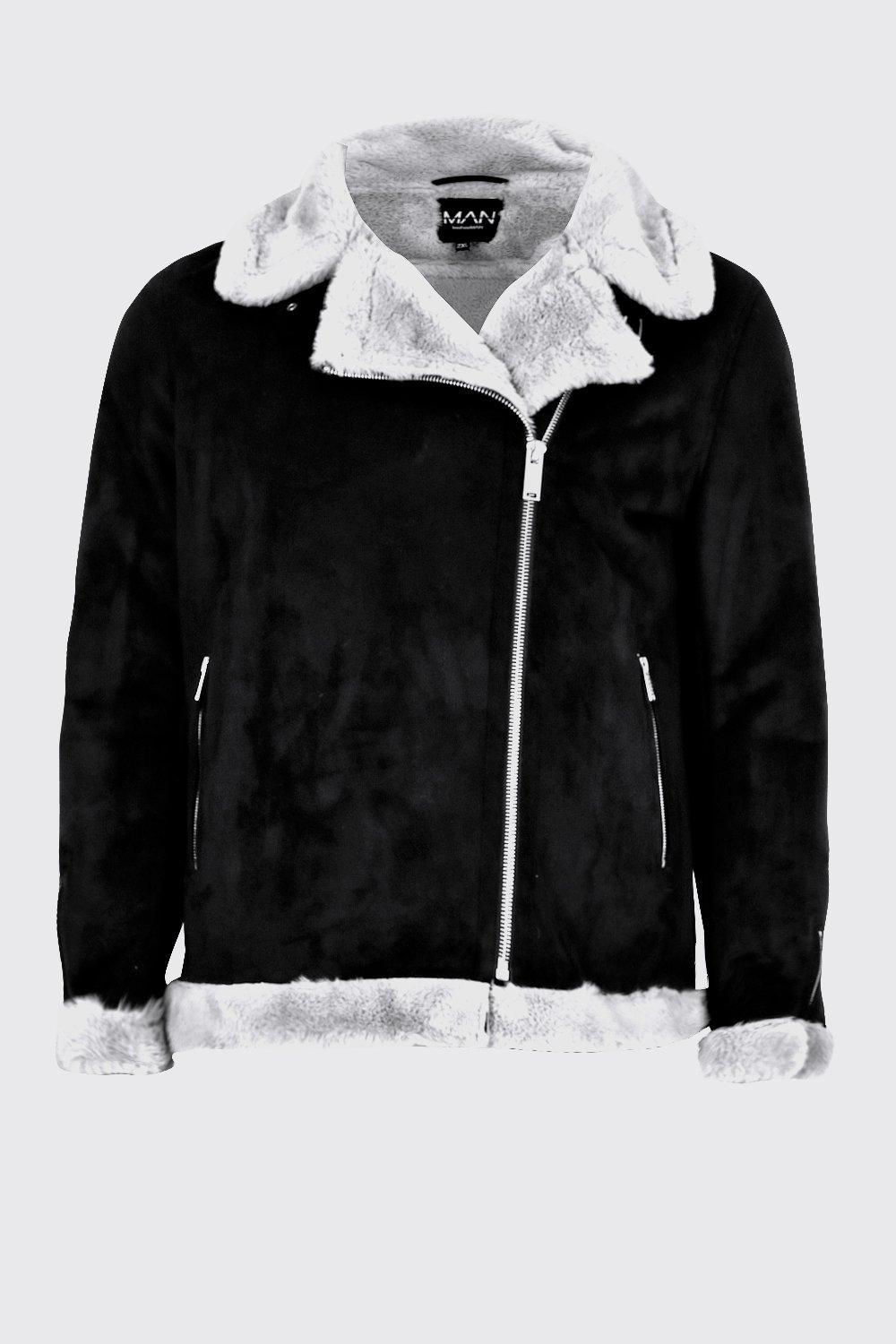 Grandes Tailles Veste aviateur en suedine doublee de fausse fourrure boohoo FR