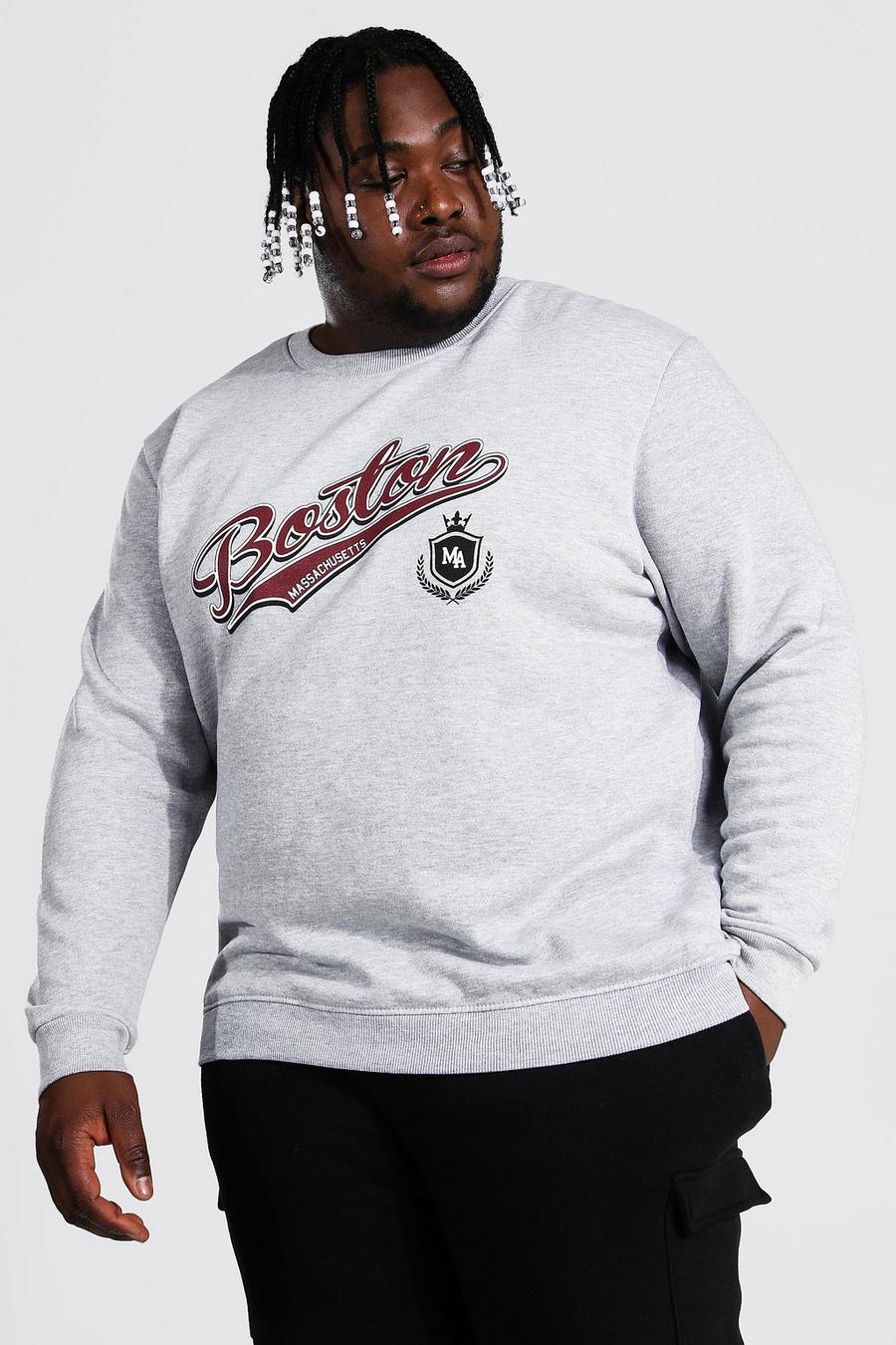 Grey marl Plus size - "Boston" Sweatshirt i varsitystil image number 1
