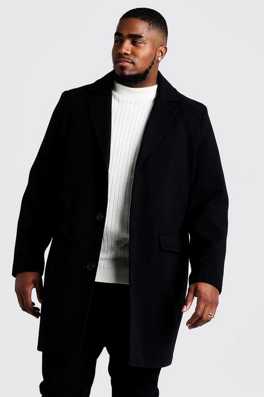 BOBOYU Mens Plus Size Fall & Winter Hoodie Loose Fit Longline Wool Blend Peacoat Jacket Outerwear