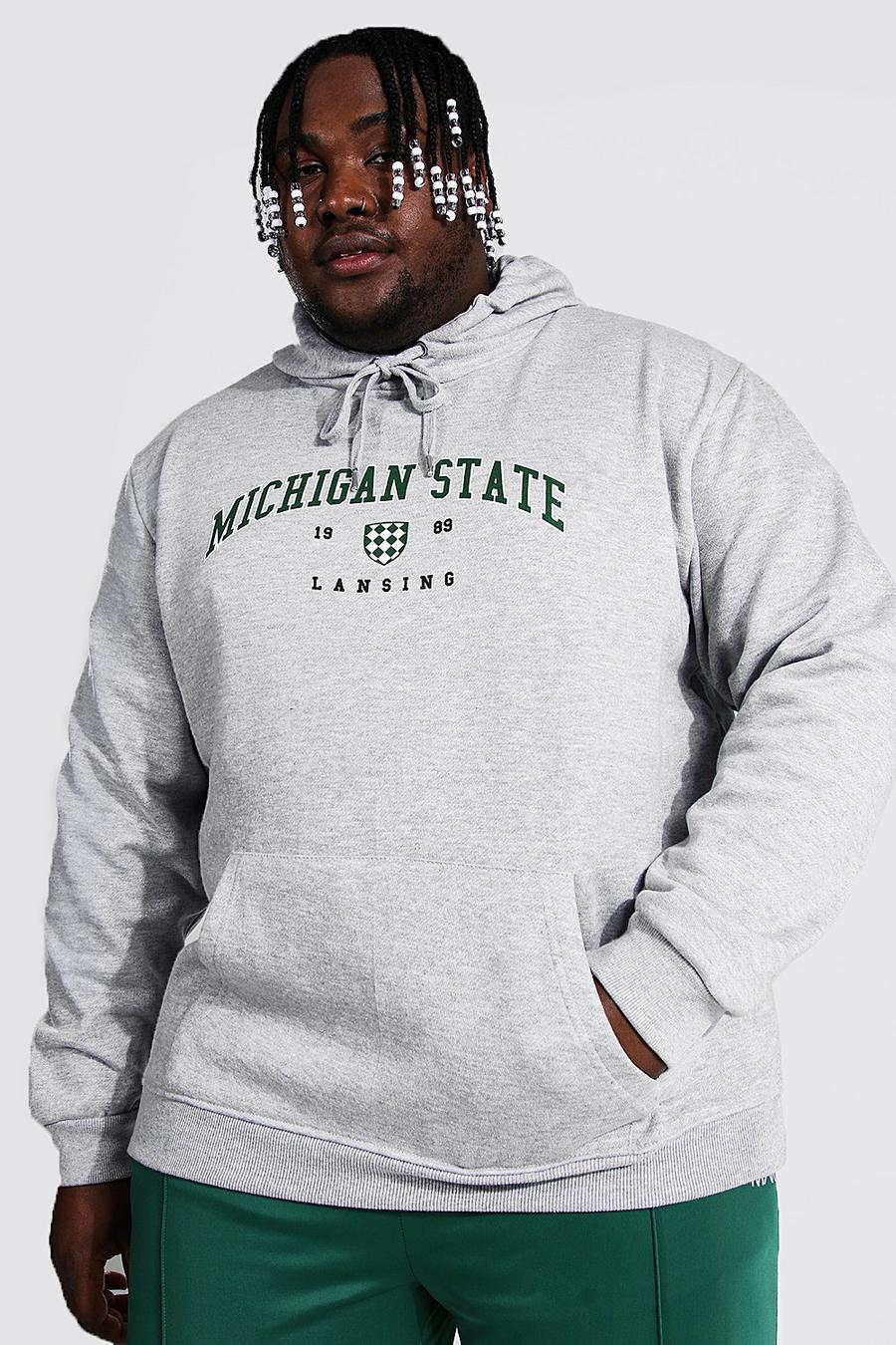 Plus Size College-Hoodie mit „Michigan State“-Print, Grau meliert image number 1