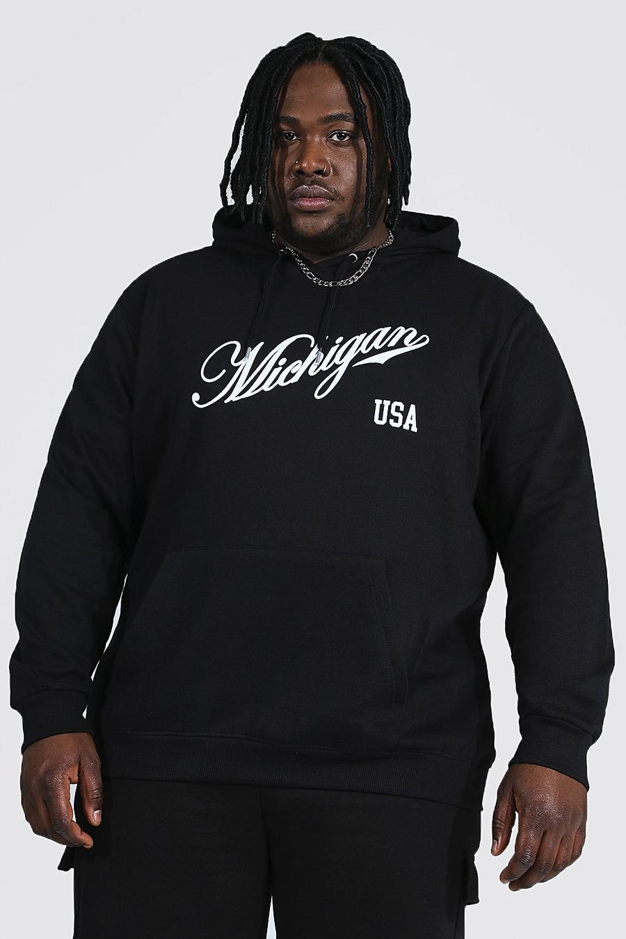 Black Plus size - "Michigan" T-shirt i varsitystil image number 1