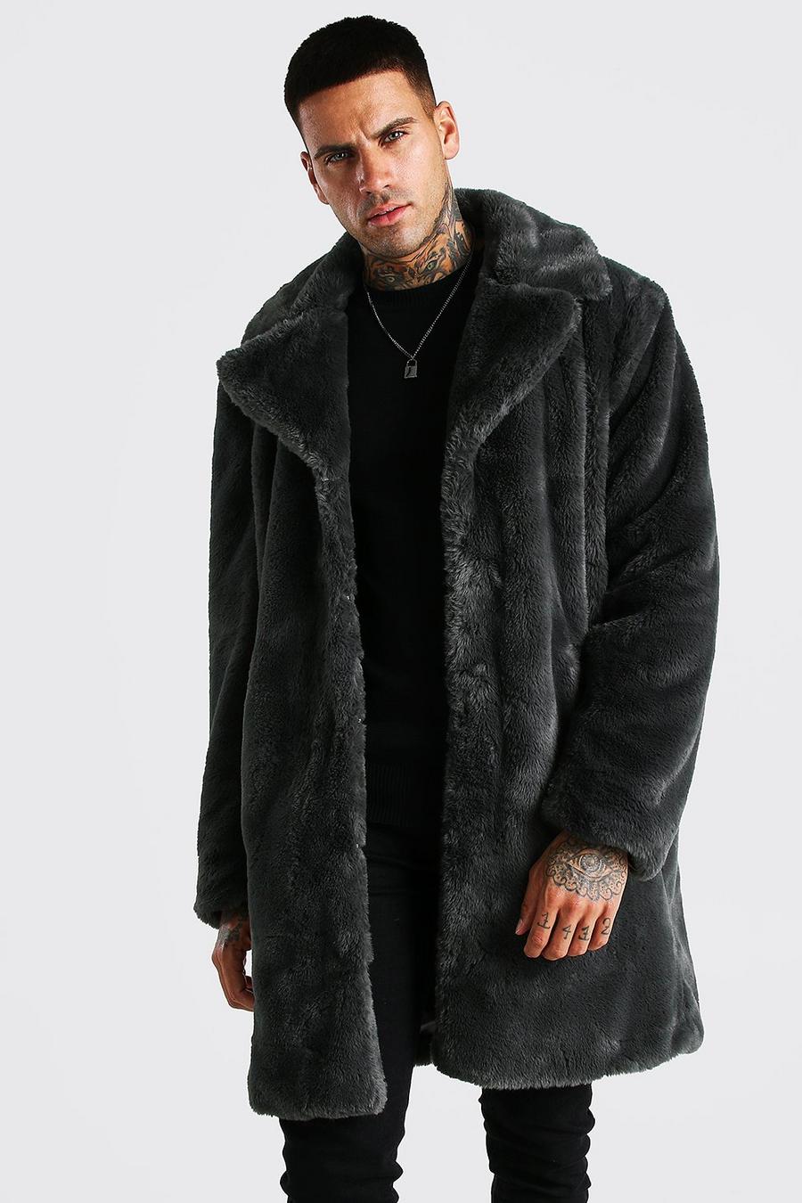Slate grey Faux Fur Overcoat image number 1