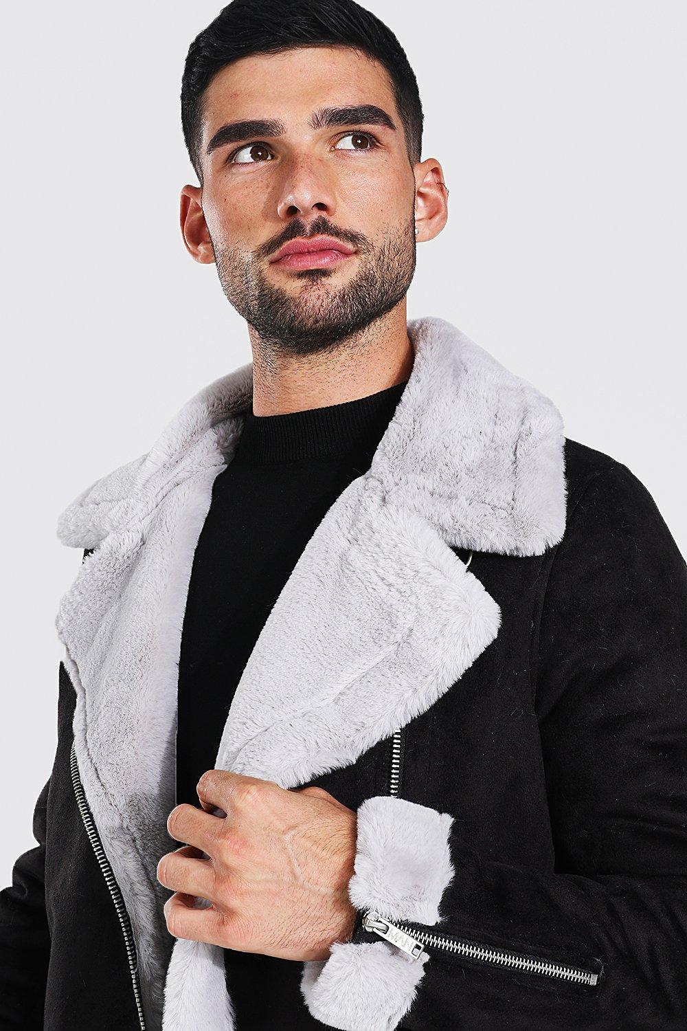 Aviator jacket with white fur best sale