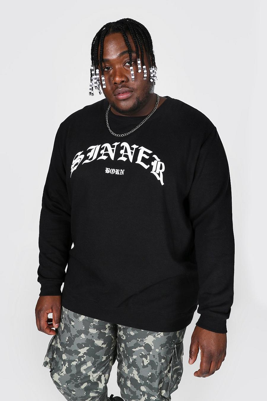 Black Plus size - Sinner Sweatshirt med slogan image number 1