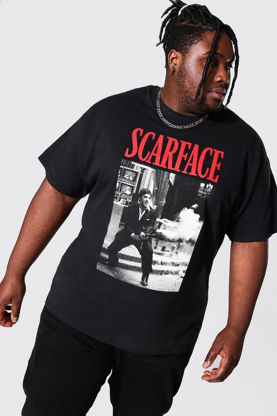 שחור טישרט עם הדפס ממותג של Scarface למידות גדולות image number 1