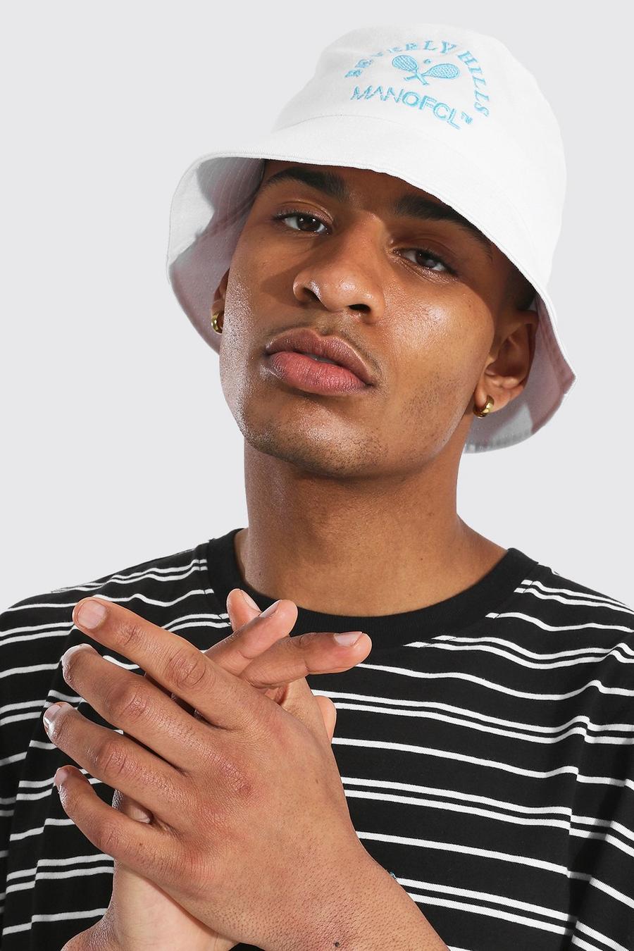 White Varsity Embroidered Bucket Hat image number 1