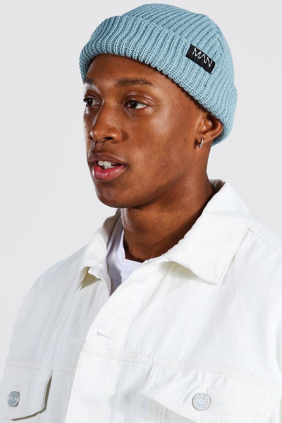כחול כובע צמר קטן עם לשונית עם כיתוב Man image number 1