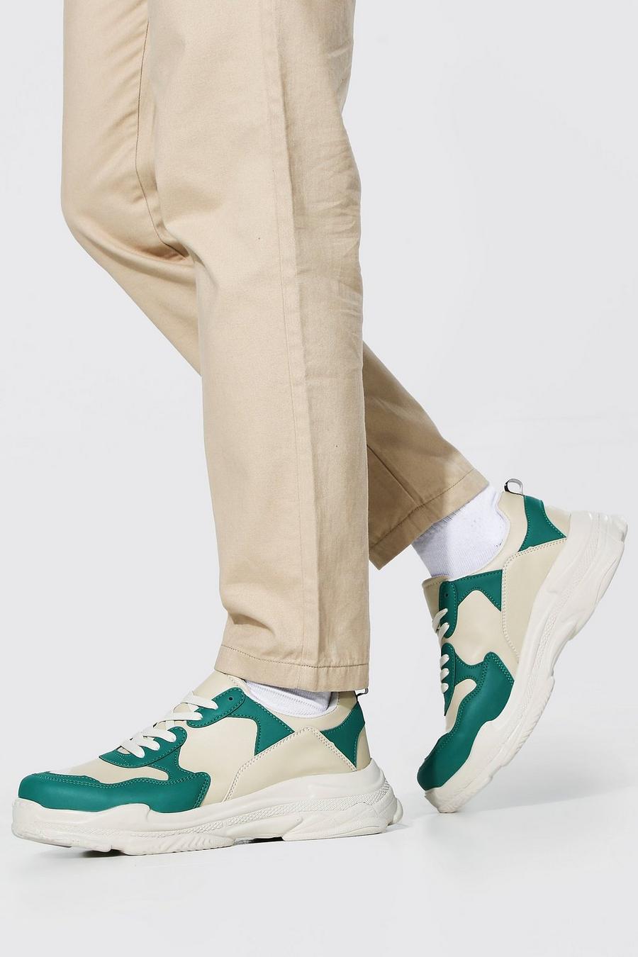 Ecru Chunky sneakers med blockfärger image number 1