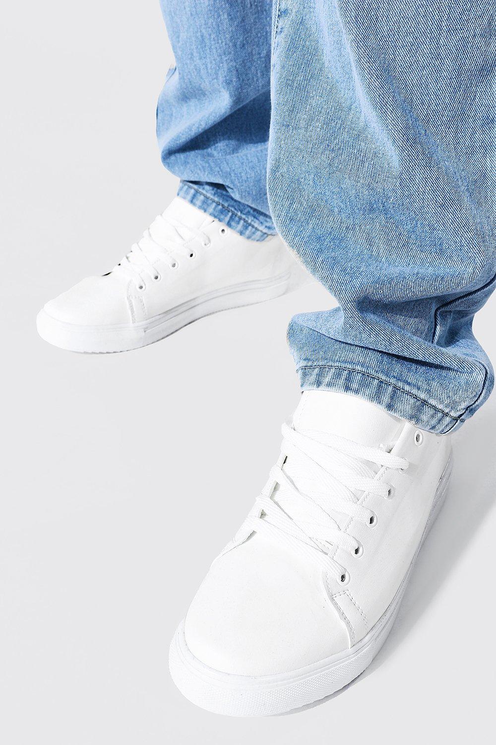 Fashion boohoo mens white trainers