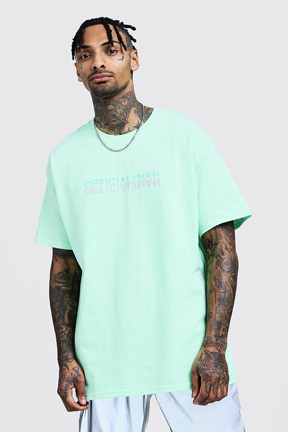 Official Man Reflective Print Oversized T Shirt Boohoo