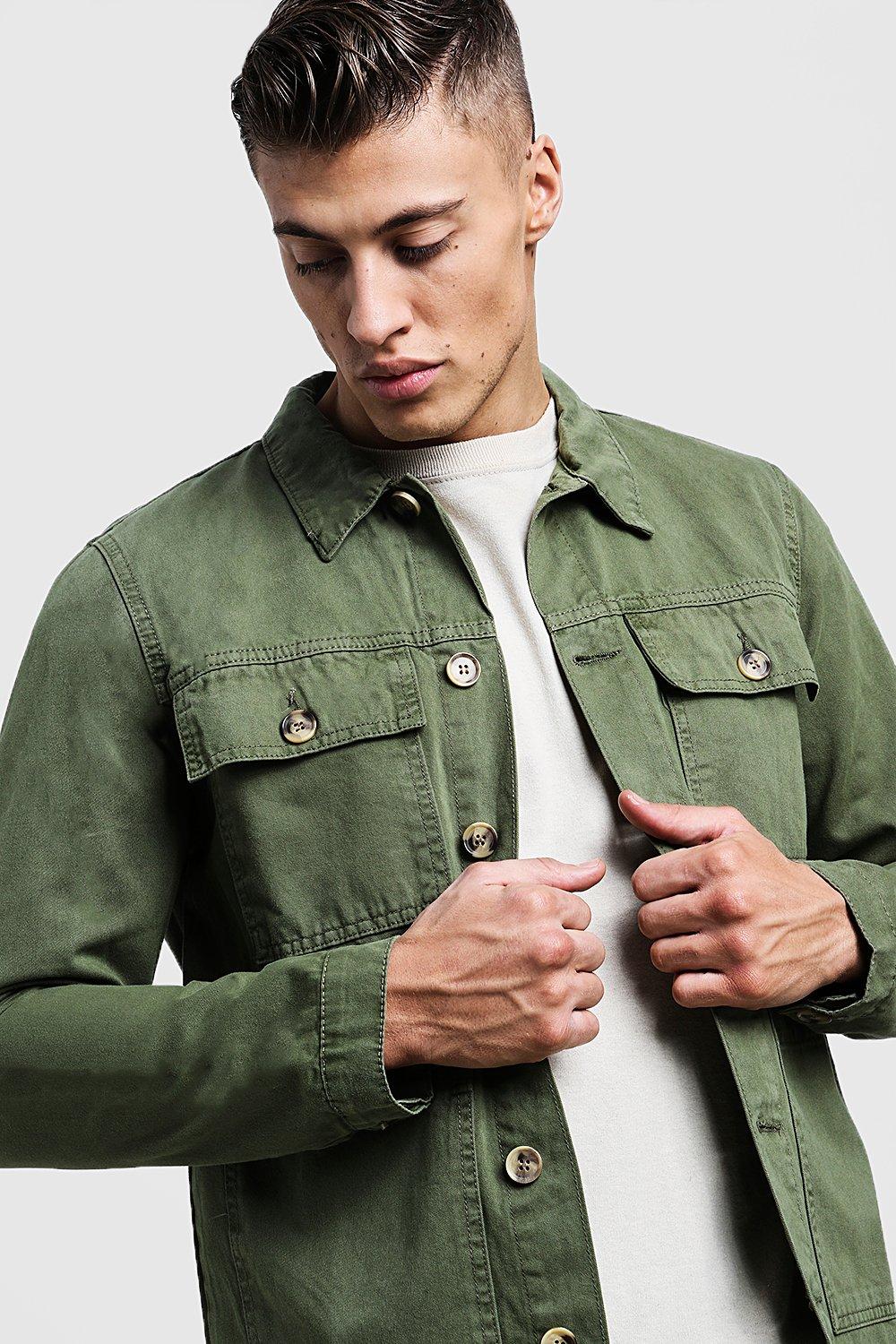 Cotton shirt outlet jacket mens