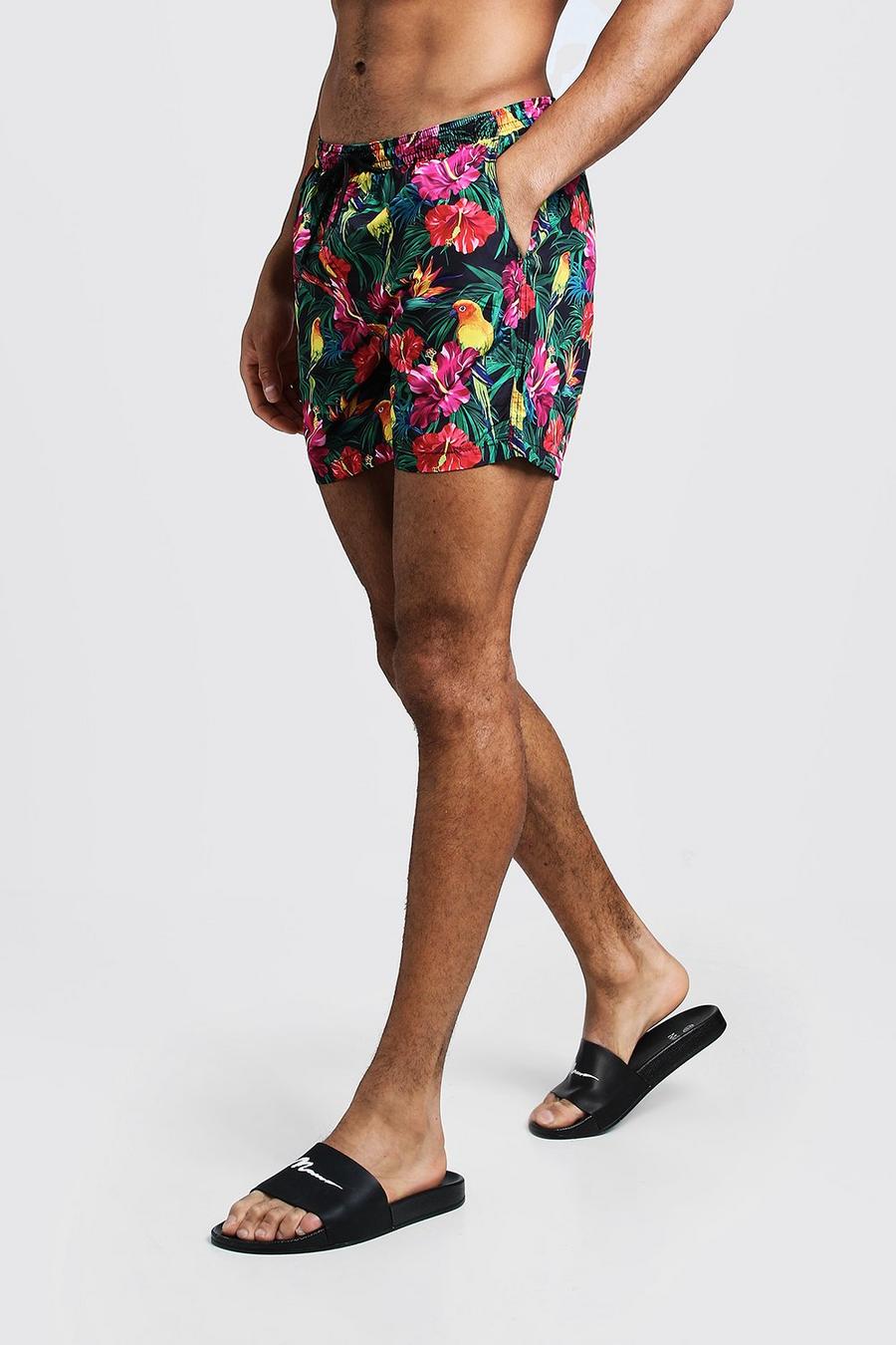 Tropical Print Swim Short In Mid Length image number 1