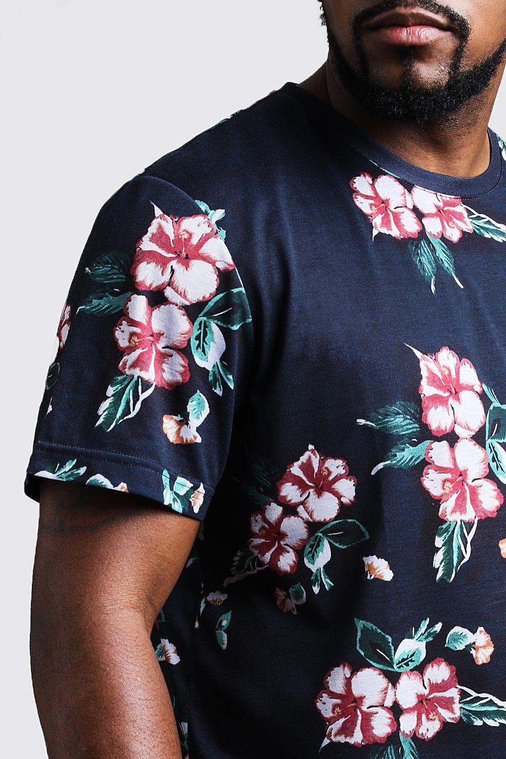 Men's Big & Tall Floral Print T-Shirt | Boohoo UK