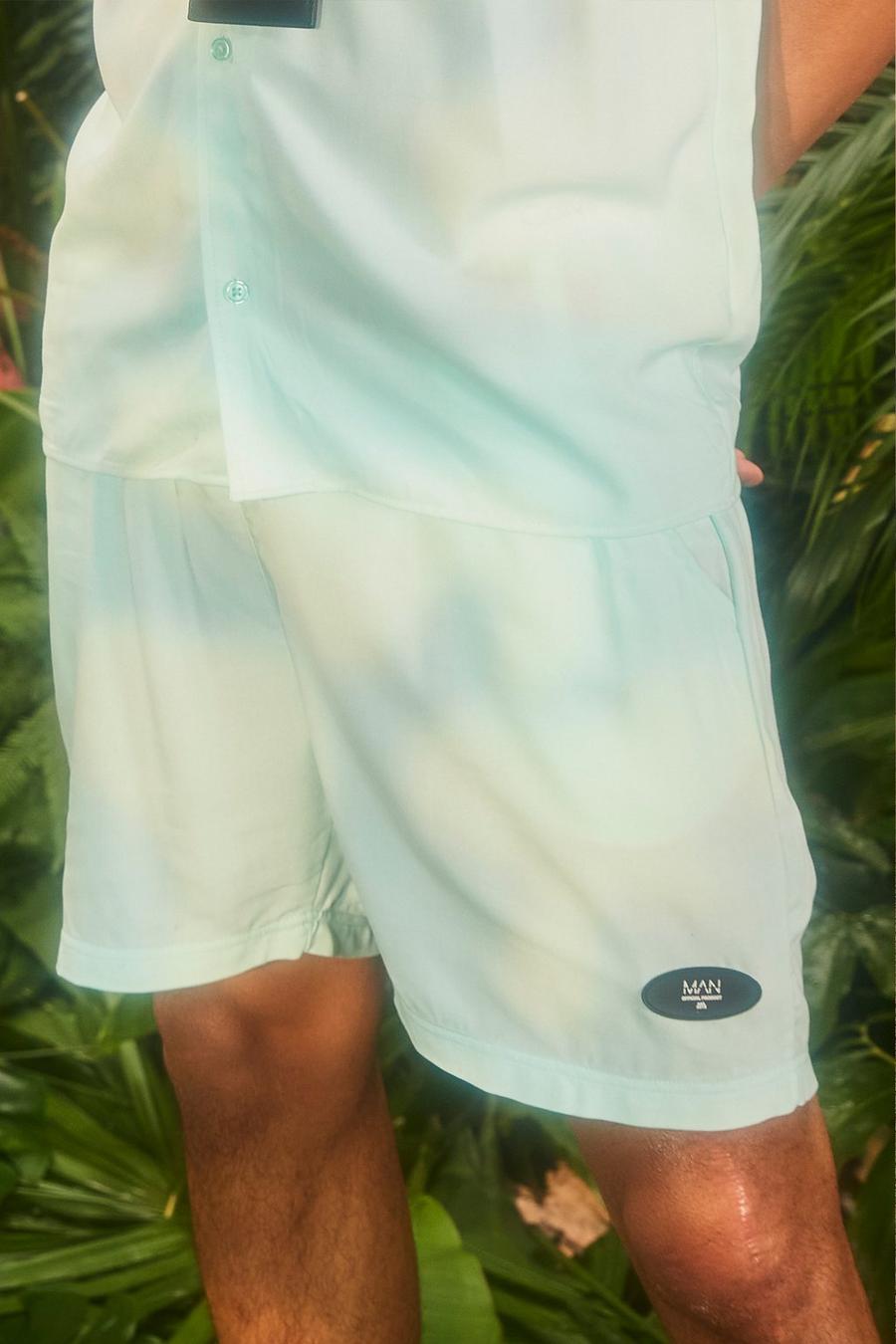 Mint Middellange Viscose Man Shorts Met Label image number 1
