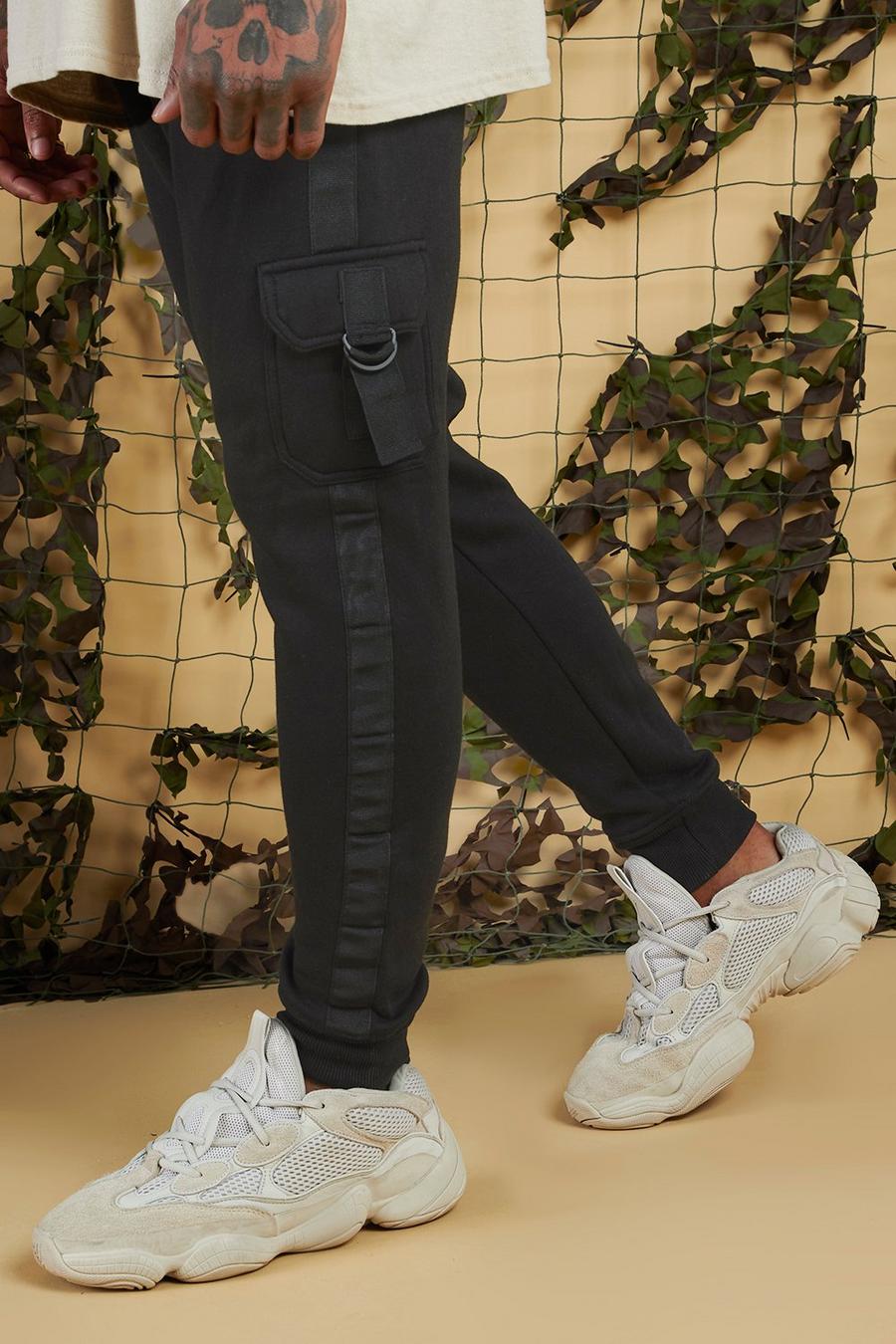 Pantaloni jogging cargo con banda laterale in jersey image number 1