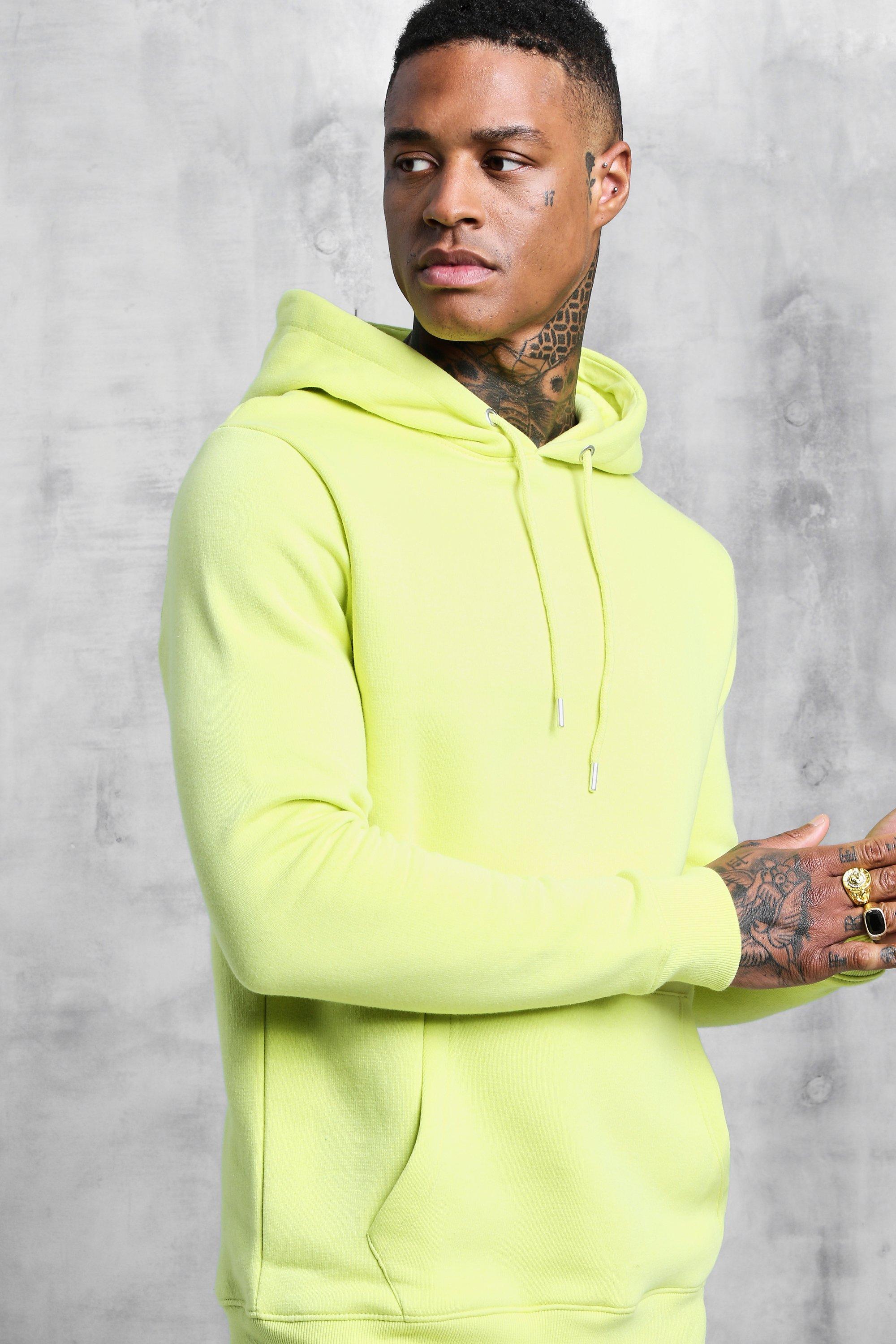 Mens neon 2024 yellow hoodie