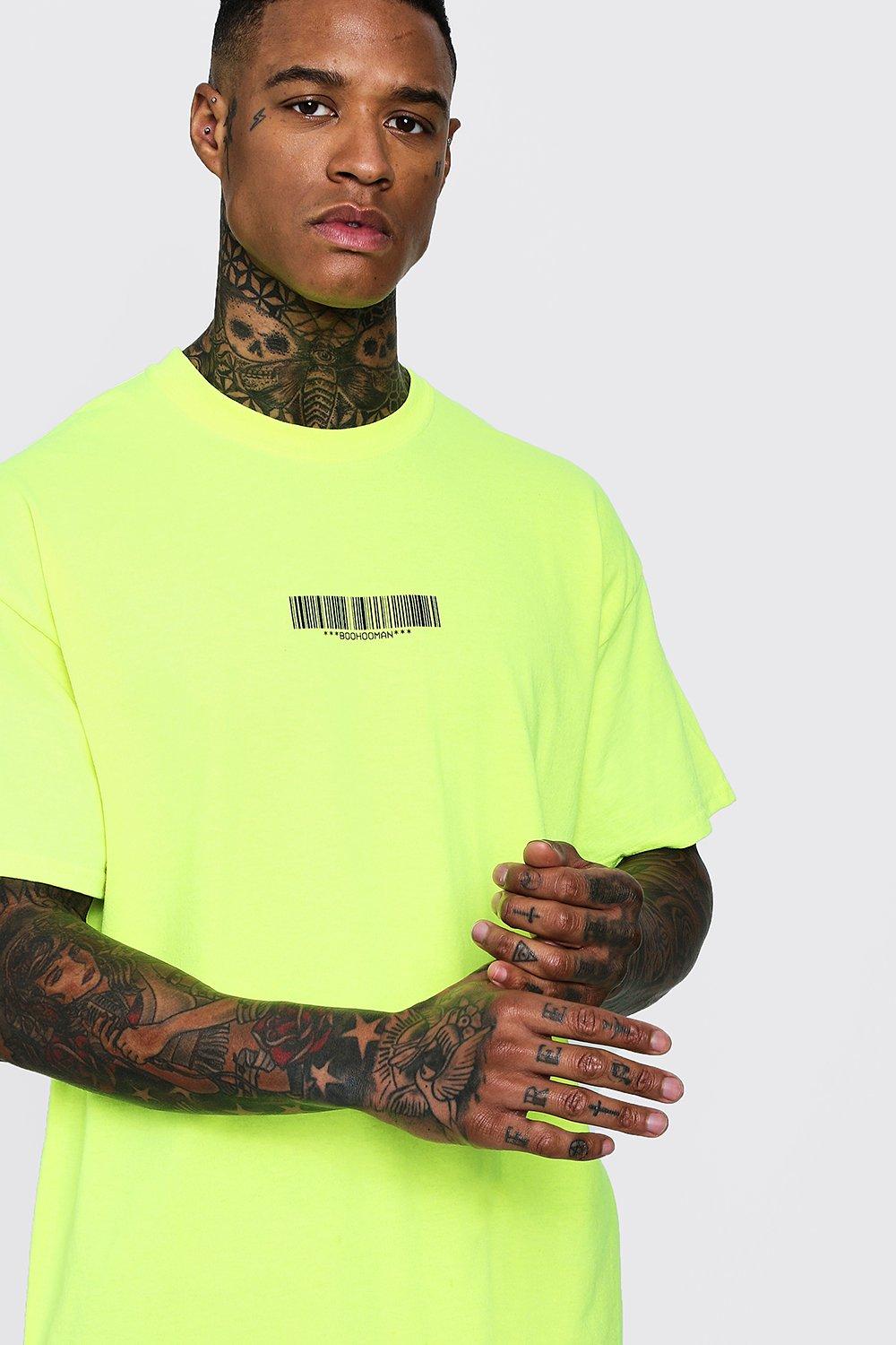 Oversized Neon Man Barcode Graphic T Shirt